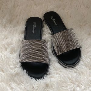 Black rhinestone slides